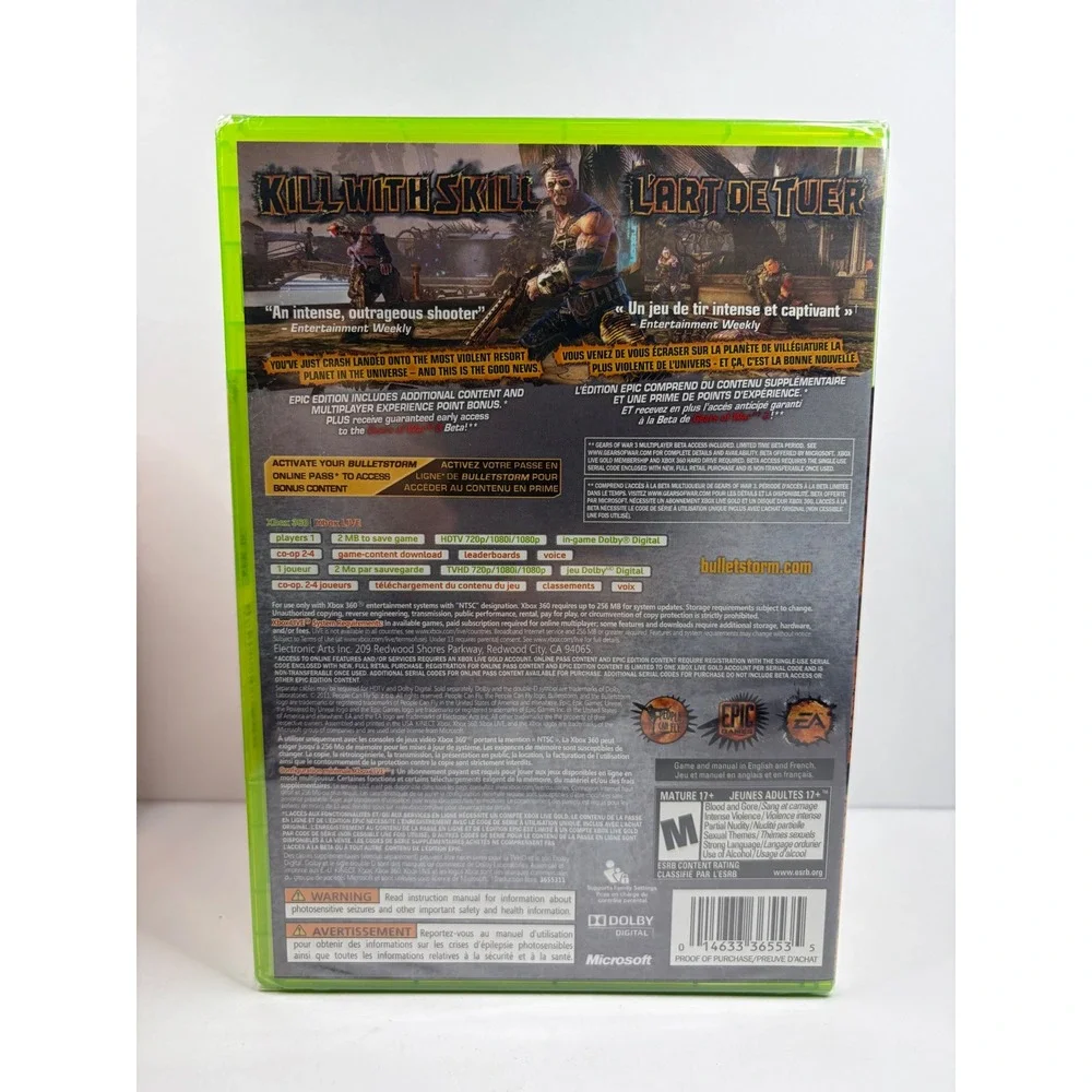 Bulletstorm Epic Edition Xbox 360 Game New Factory Sealed NTSC EA Epic Games